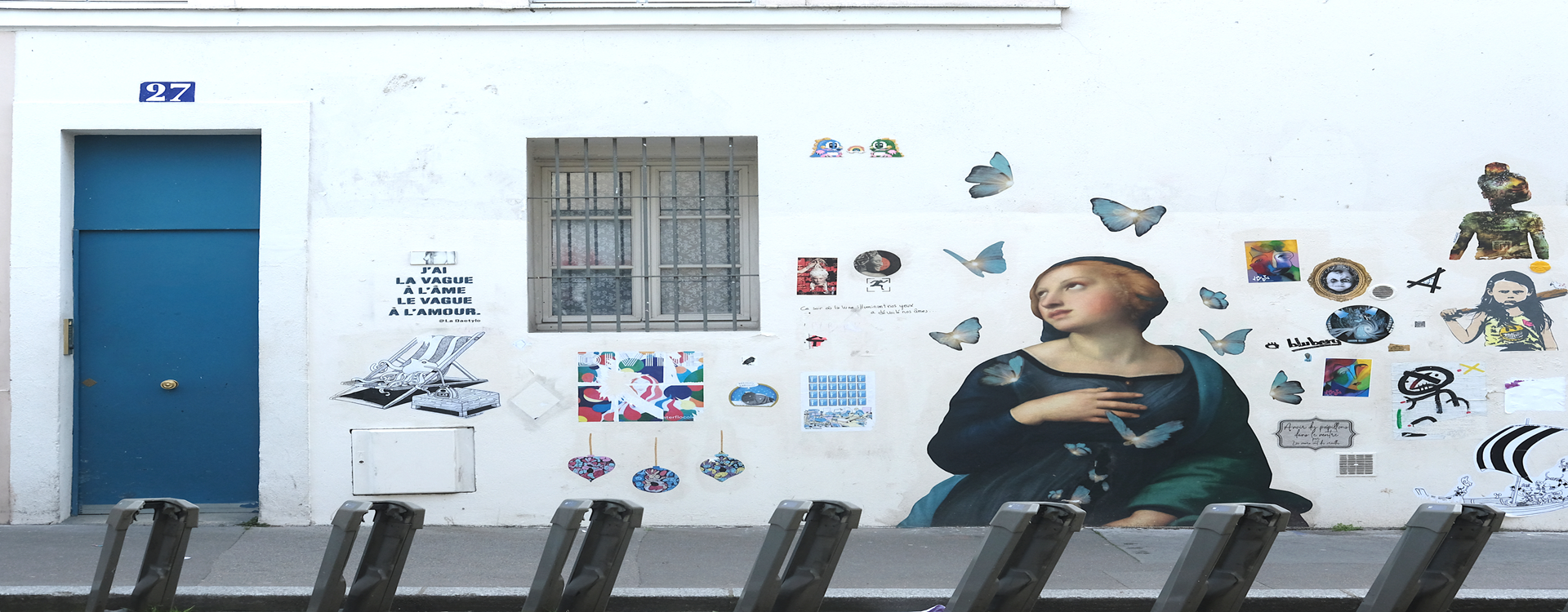 Street art sur un mur de la butte aux Cailles à Paris